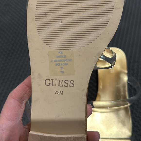 GUESS Gold Sandals with Clear strap 7.5M - Picture 4 of 4
